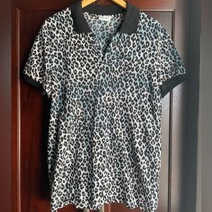 Saint Laurent leopard print polo shirt XXL